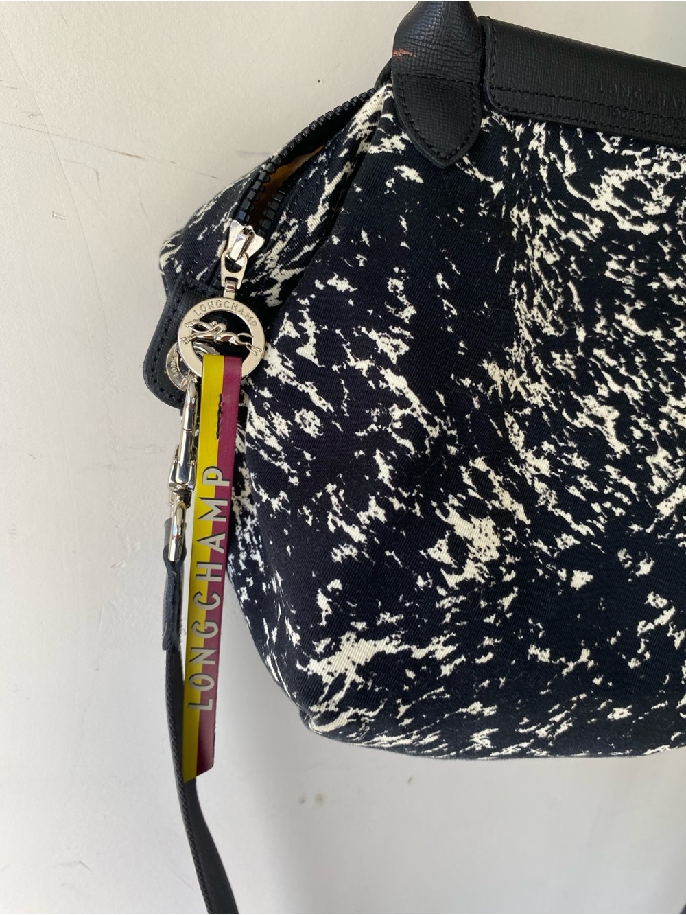 Longchamp Le Pliage Appaloosa Black White Coated Canvas Crossbody Bag Small - Picture 9 of 15